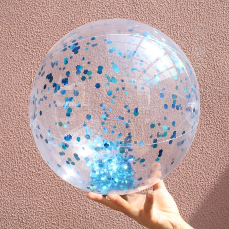 Sommar strand pool boll super transparent pvc blinkande boll vatten leksak rekvisita uppblåsbar paljett strand pool lek boll: 11