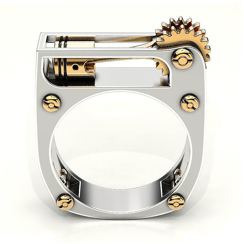 Mode Geometrische Mechanische Tandwiel Ring Mannen Vrouwen Zilveren Punk Hip Hop Band Vinger Ringen Moderne Sieraden