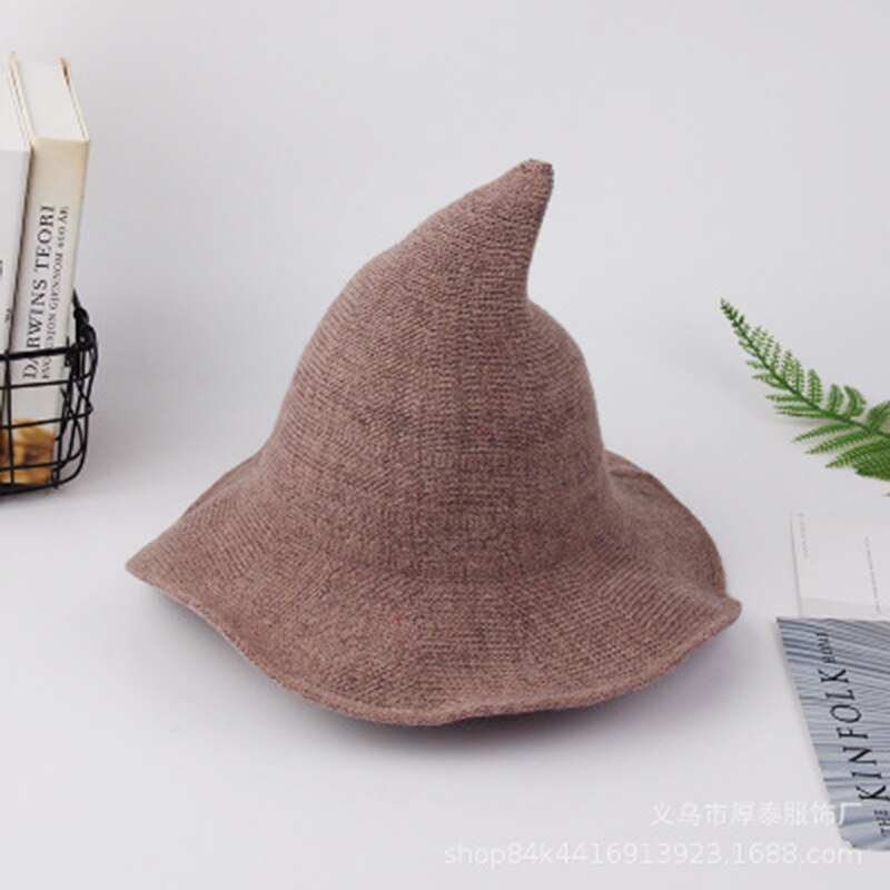 Halloween Wizard Hat With Sharp Top Foreign Trade Autumn And Winter Big Brim Wool Hat