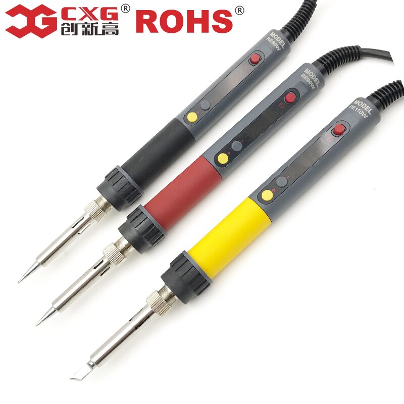 CXG ROHS Re60w/90w/110w LCD Temperature Digital LED Adjustable Electric Soldering Iron Solder Tips EU Plug +10pcs