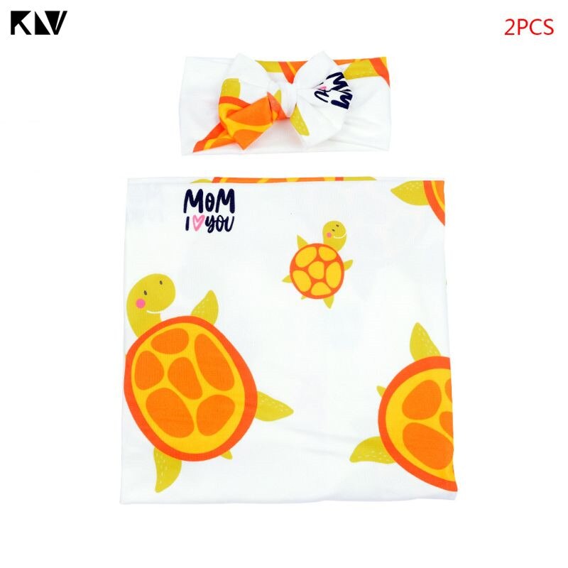 Ensemble de couverture et bandeau pour nouveau-né, lange en coton avec animaux de dessin animé,  r2jf pièces: 7