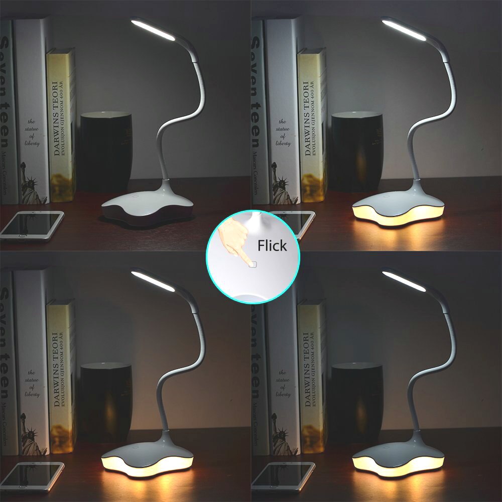 2 in 1 3 Niveau Dimbare Clover LED Lezen Studie Bureaulamp Flexibele Oogbescherming Verlichting Nachtlampje Oplaadbare Tafellamp