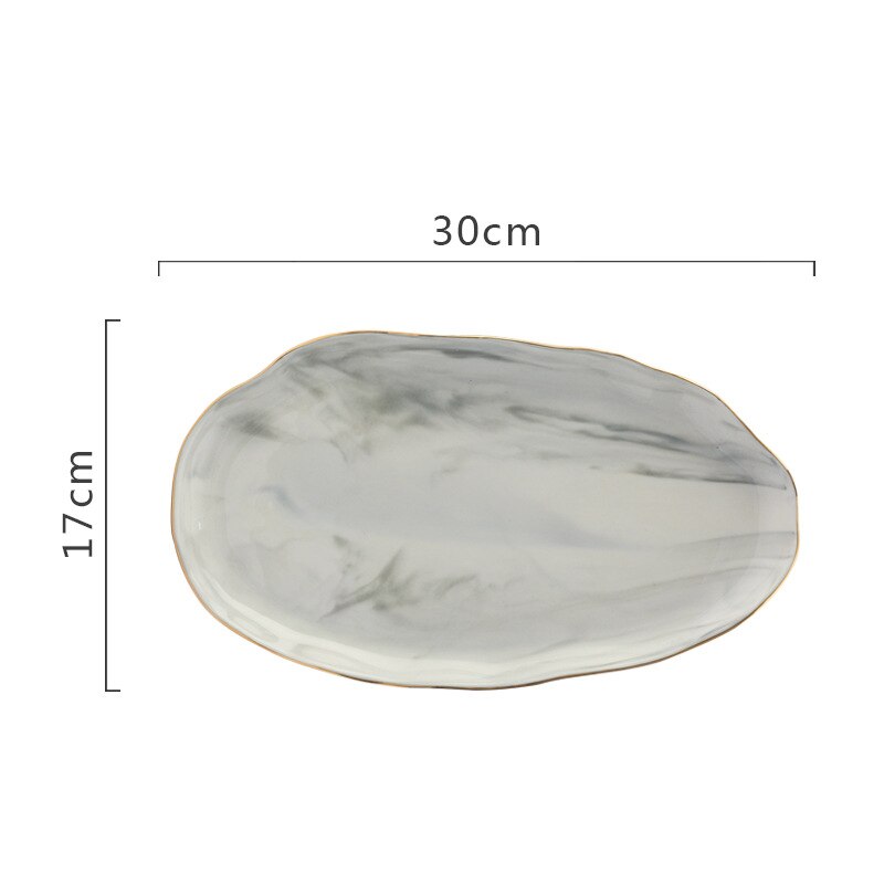 1Pc Glod Marmer Keramische Diner Schotel Plaat Rijst Salade Noedels Soepkom Saus Sushi Vis Plaat Servies Sets Servies: Grey fish plate