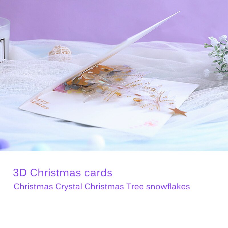 3d Crystal Paper Sculpture Christmas Tree Greeting Card Xmas Home Tabletop Blessing Card Decoration Crystal Tree