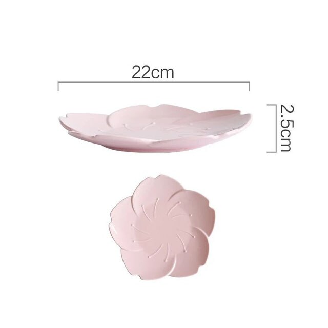 Japanse Stijl Gradiënt Bloemblaadjes Sakura Keramische Plaat Servies Westerse Voedsel Platen Kruiden Dompelen Schotel Dessert Bakken Bowls: 9 inches pink