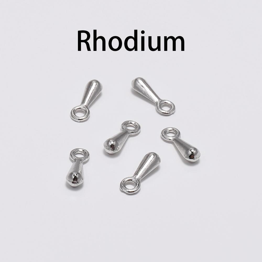 200 sztuk/partia złota kropla wody wisiorek koniec koraliki 2*7 3*9mm dla ogon Extender Chain DIY tworzenia biżuterii ustalenia akcesoria: Rhodium / 3 x 9mm