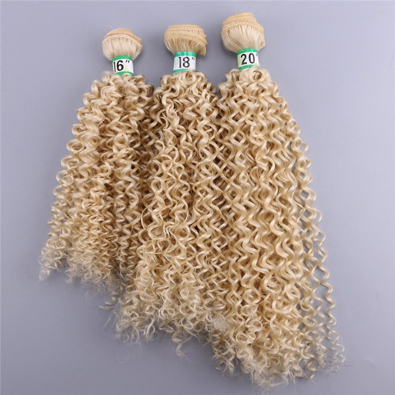Tissage synthétique Afro crépu bouclé gris clair | Lot de 3 pièces de mèches 210 à haute température: #613