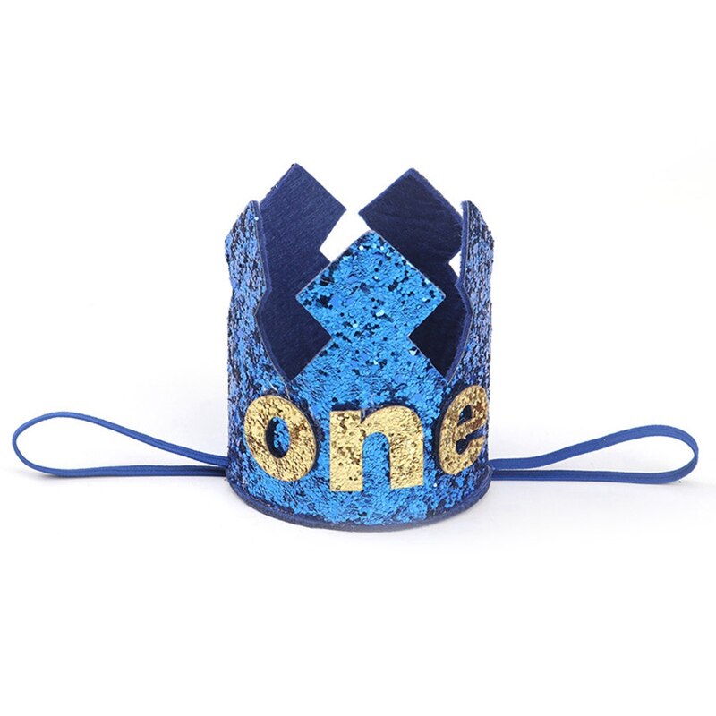 1 Years Old Birthday Hat For Baby Party Decorative Headband Children's Party Prince Hat Blue Birthday Crown Party Hats