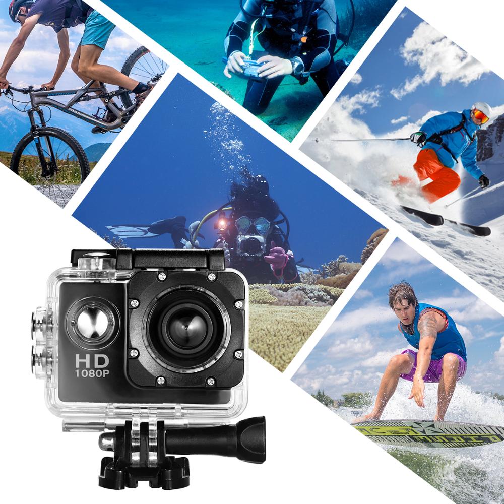 Mini Camera Action Camera 2inch LCD Sport Camera 1280x960P HD 1080P Digital Zoom Diving 30m 90 Angle Lens Sports Action Camera