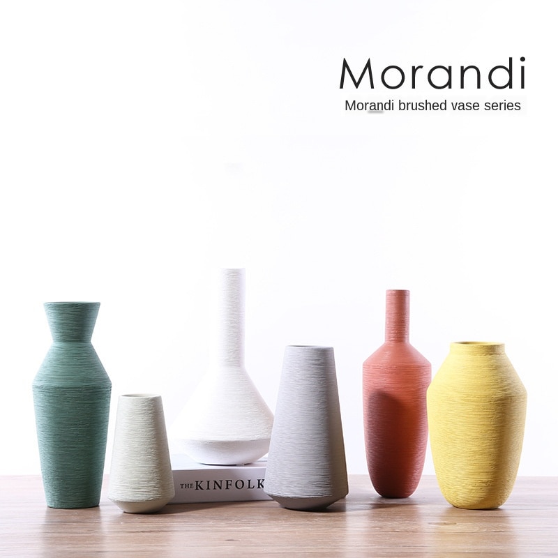 Morandi Brushed Ceramic Vase Flower Arrangement Living Room Villa Country Style Home Decoration Nordic Simple Modern Home Decor