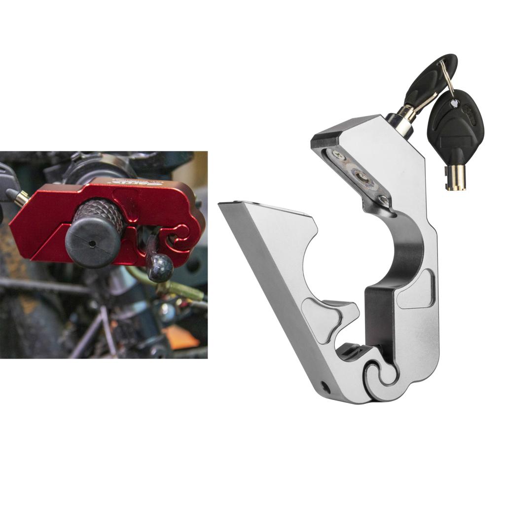 Silver Motorcycle Grip Lock Security Handlebar Lock with Keys for ATV Dirt Bike