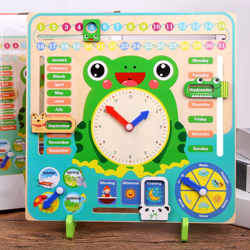 In Legno per bambini Multifunzionale In Età Prescolare Prima Educazione di Puzzle Sveglia Orologio Calendario Cognitivo Del Bambino Scuola Materna Giocattolo