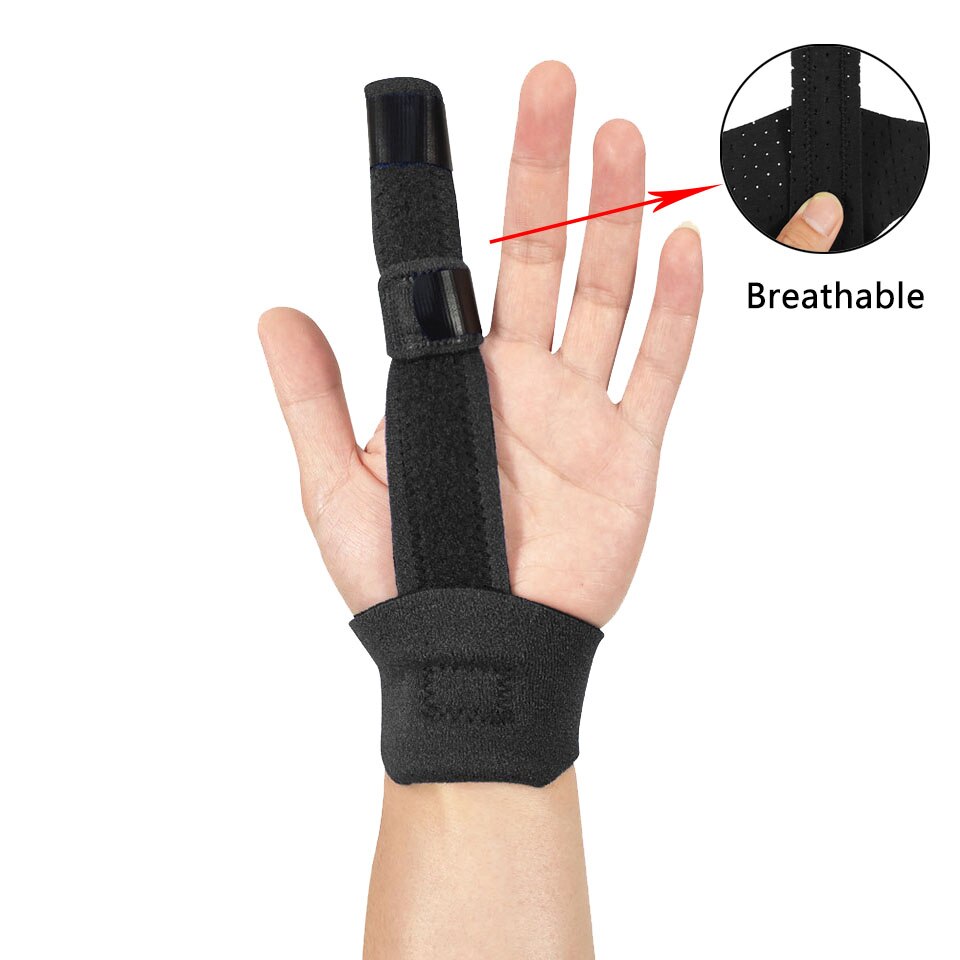 1Pcs Verstelbare Vinger Brace Trigger Vinger Spalk Rechtzetten Gebroken Gebogen Vingers Duimen Mallet Vinger Spalk Tenosynovitis: Black-Breathable