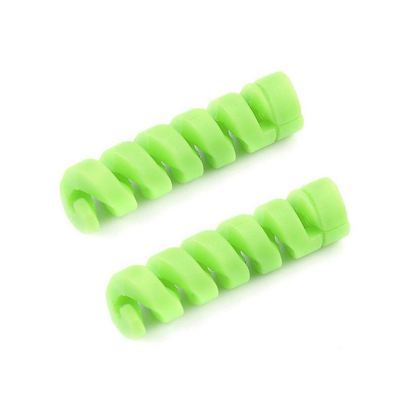 10 stk kabelbeskytter kabelsparer fleksibel silikone spiral usb ledningsbeskytter til iphone hovedtelefon computerkabel: Grøn