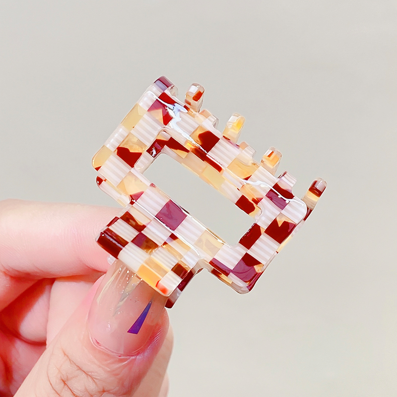 Nuevas mujeres tablero de ajedrez ámbar leopardo geométrico garra de pelo señora temperamento Mini Clip de pelo horquillas accesorio para el cabello de: Rosa