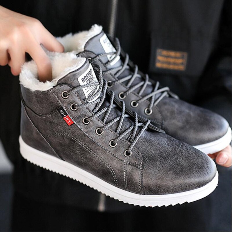 Winter herren Stiefel Winter Neue Männer lässig Hohe Zu Helfen Baumwolle Schuhe Flut Schuhe herren Wasserdichte nicht-Unterhose Warme Schnee Stiefel: Grau / 43
