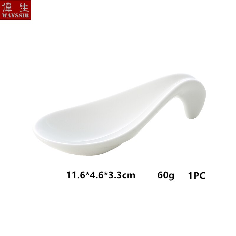 6pcs Set Fish Shaped Spoon Dinner Snack Sauce White Porcelain Dish Hotel Breakfast Buffet Ceramic Wasabi Tableware Oil Dispenser: 1pc