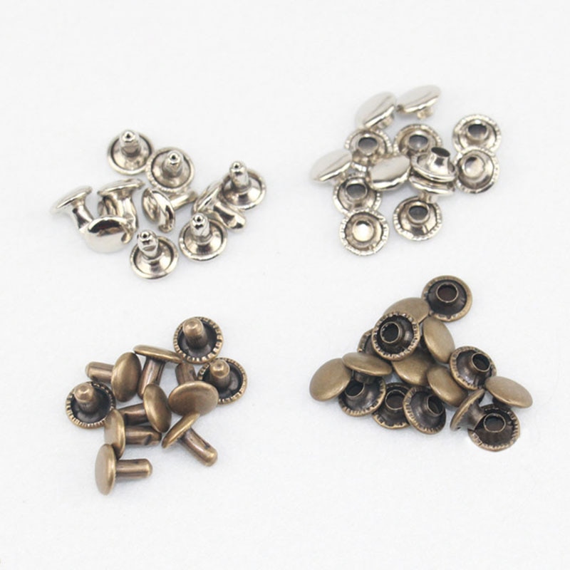 120 Sets Leather Craft Repair Double Cap Rivets Tubular Metal Studs Fixing Tools 669