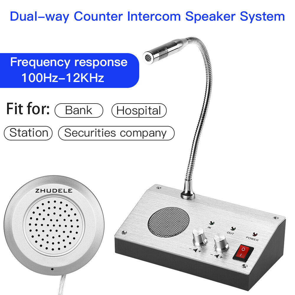 Dual-Way Window Counter Intercom Interphone System Bank/Hospital/School/Foodcar