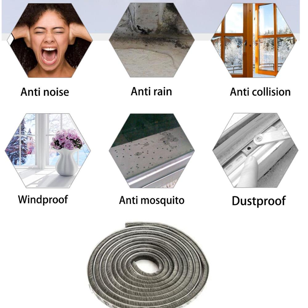 1 meters Self-adhesive Sealing Wind-proof Brush Strip For Home Door Window Sound Insulation Strip Gasket draught Excluder seal