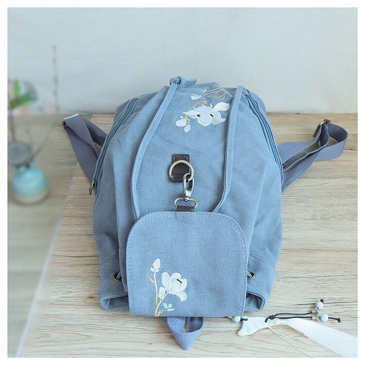 Mochila de lona feminina, mochila escolar casual para mulheres, com flores, bolsa de grande capacidade, para laptop
