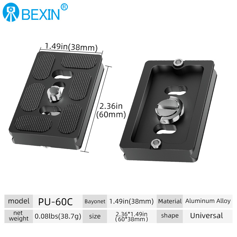 BEXIN Universal Tripod Plate Quick Release Plate Camera Quick Clamp PU Plate for Dslr Camera Arca Swiss Ballhead Tripod: Blue