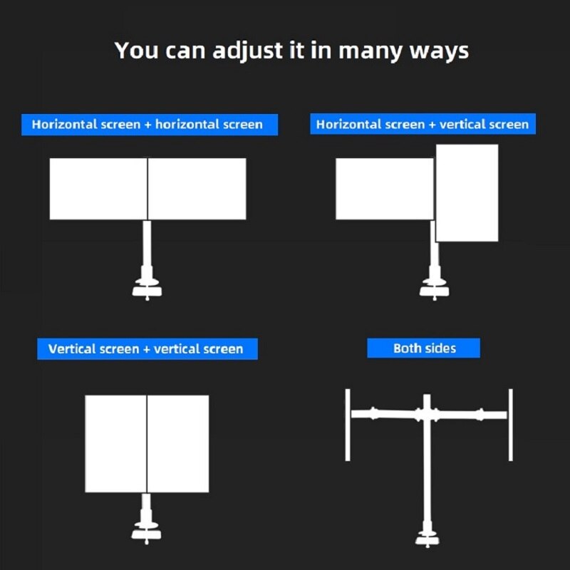 HILLPORT Fully Adjustable Dual Arm LCD LED Monitor Desk Mount Stand Bracket for 13"-32" Screens with 45 degree Tilt XCD5011