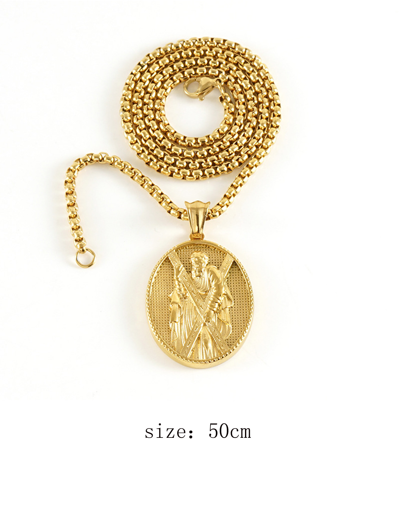 Modieuze Roestvrijstalen Ketting Voor Vrouwen Mannen Westerse Mythologie Mens Vorm Kruis Hanger Ketting: Goud-kleur