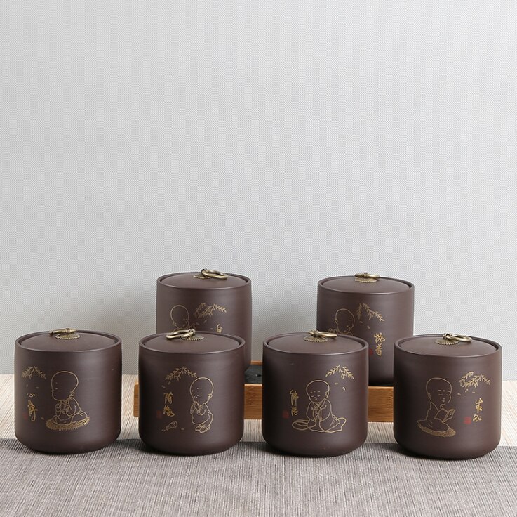 Airtight Canister Zisha Tea Box Kitchen Storage Bottles Jars Food Container Grains Tea Coffee Beans Grains Candy Jar Containers