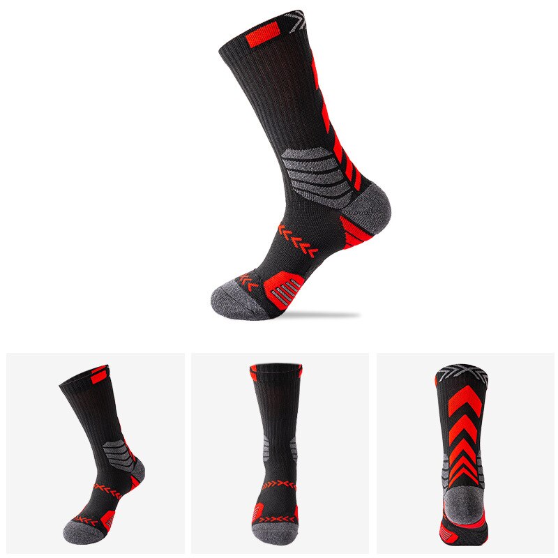 Sports Knee-High Basketball Socks Elite Thick Sports Socks Non-slip Durable Skateboard Towel Bottom Socks Stocking: WZ147-BlackRed