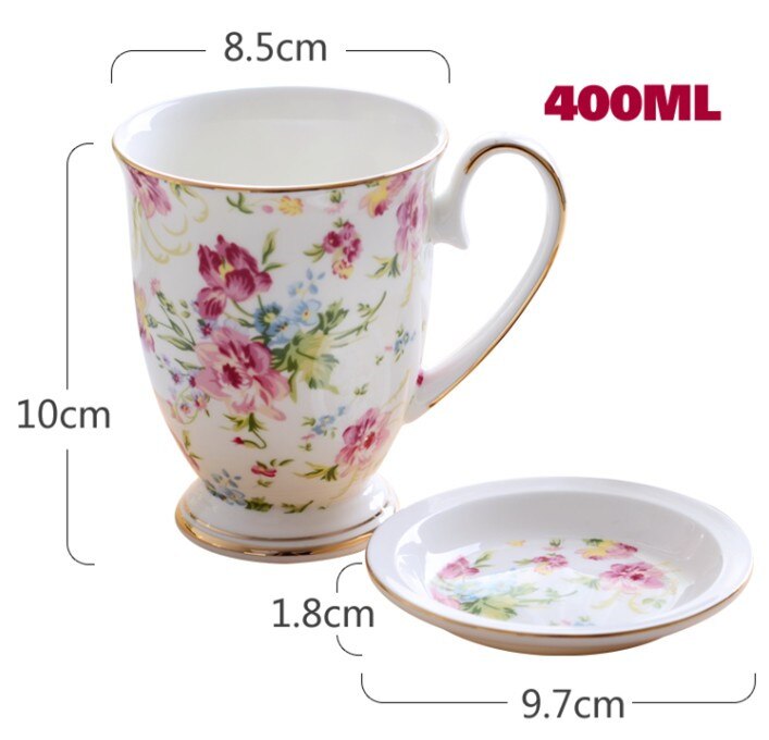 Koffie Mok Met Deksel 300Ml Wit Bone China Porselein Thee Kopjes Met Deksel Luxe Dessert Schotel Engeland Middag thee Mok