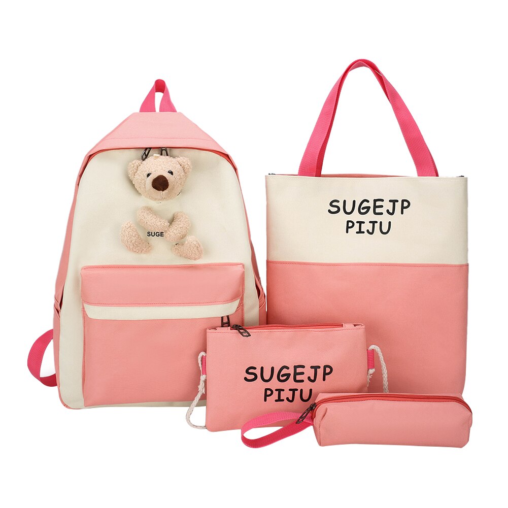 Vintage ▾ Borse per Studenti Regali Di Compleanno 4 pz/impostato Donne Scuola Zaini Adolescenti Ragazze Libro Borsa di Tela cartella Mochila 2020 Nuovo: Colore rosa