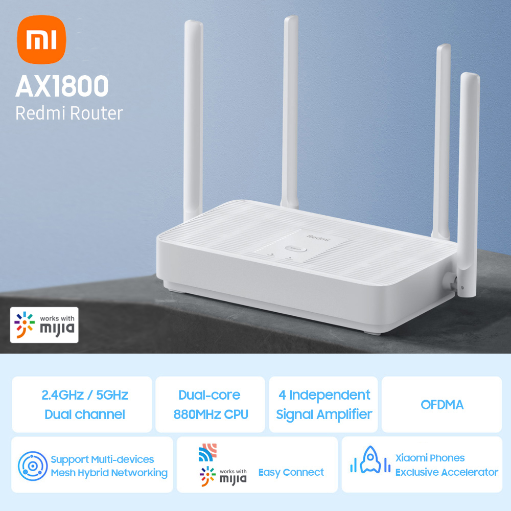 Xiaomi Redmi AX1800 Router Mesh WIFI Gigabit WIFI6 2.4Ghz Dual-Band 5G Dual-Band amplificatore di segnale Wireless Antenna ad alto guadagno