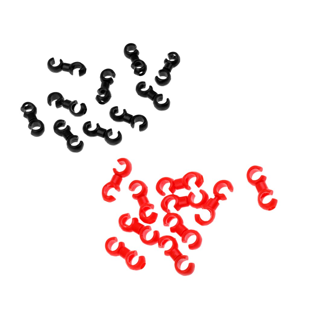20Pcs Plastic Rotating Bike Bicycle Cycling Cable Cross S-Hook - Black / Red for MTB Bike Road Mountain Bicycle