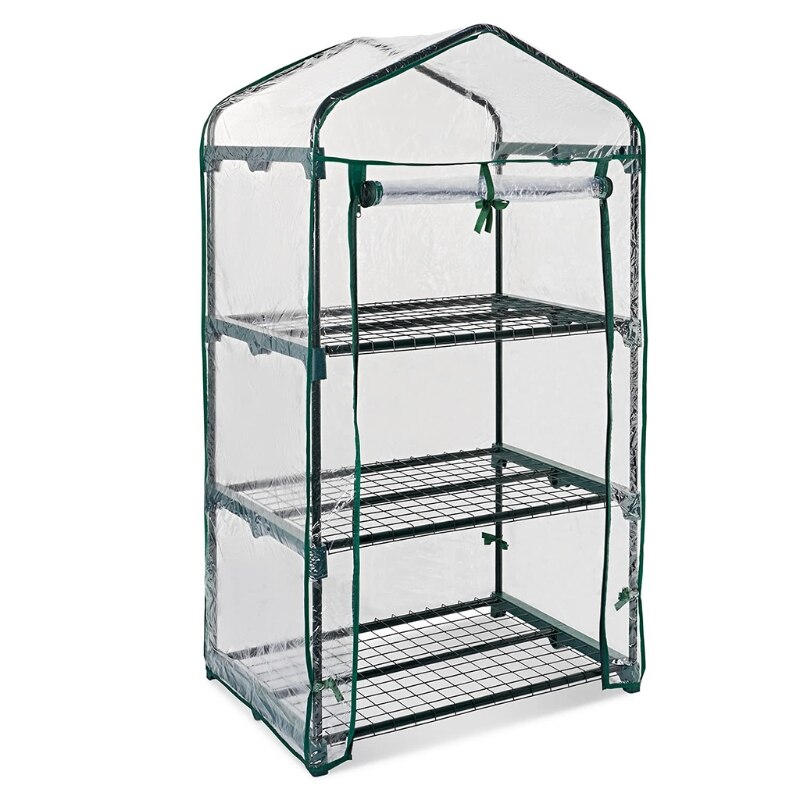 G5AB 2/3/4/5 Tier Greenhouse PVC Cover wih Roll-Up Zipper Door Plant Grow Bags Tent