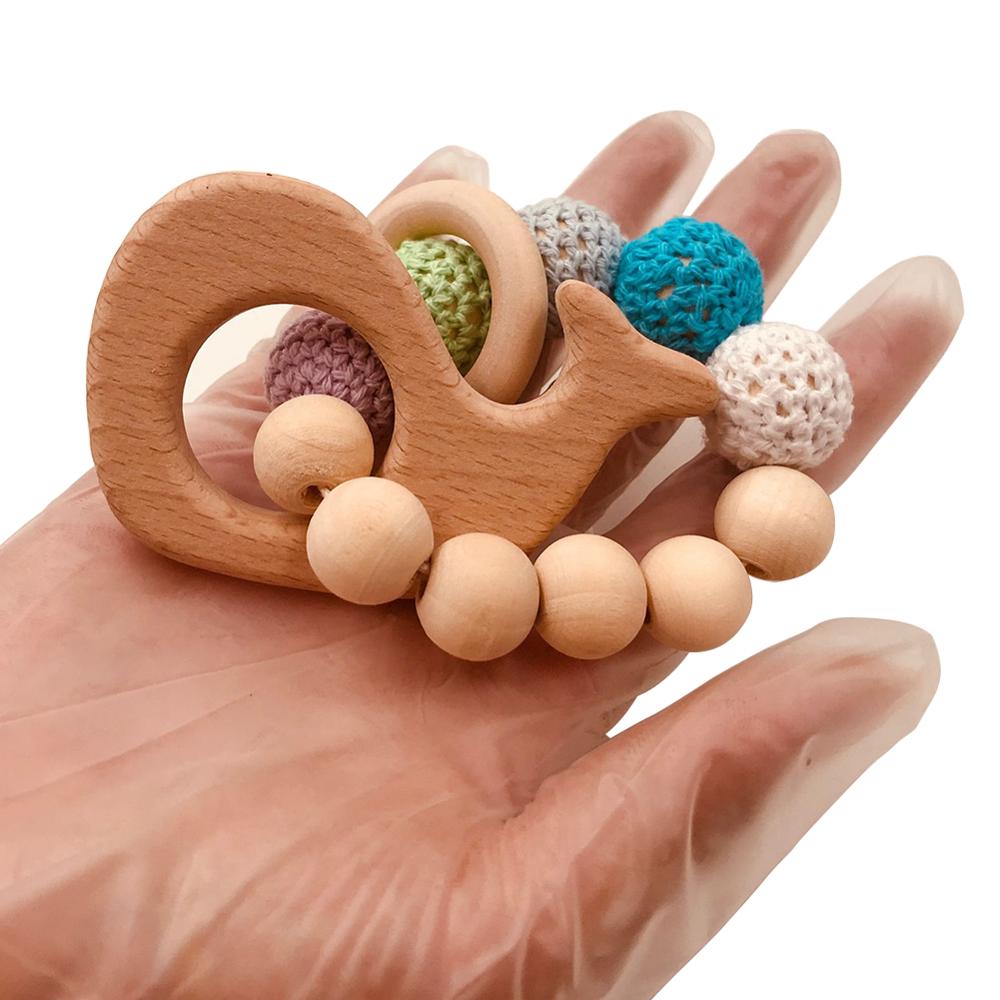 Tre baby tenner pleie armbånd søt tyggering leketøy perler bitringer baby rangle munnpleie tenner trille barnevogn tilbehør