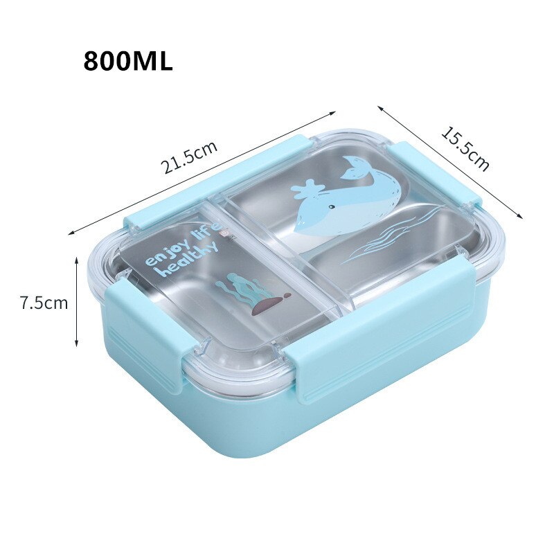 800ml Cartoon Stainless Steel 304 Lunch Box Leak-Proof Kids Children Bento Box Student School Microwave Food Container