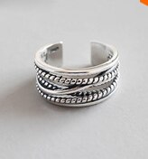 Multi-stil Vintage 925 Sterling Silber Ringe Handgemachte Größe 18mm Einstellbar Thai Silber Ringe Für Männer Frauen S-R414: Grau