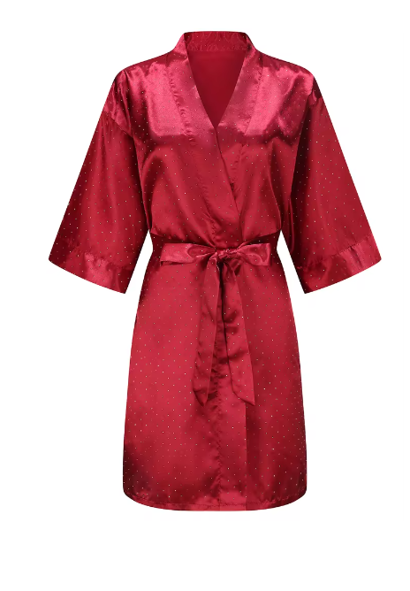 Brautkleid mit Diamanten Robe Luxus hochwertiger Bademantel Sexy Nachtwäsche Damen Robe Seidensatin Pyjamas Braut