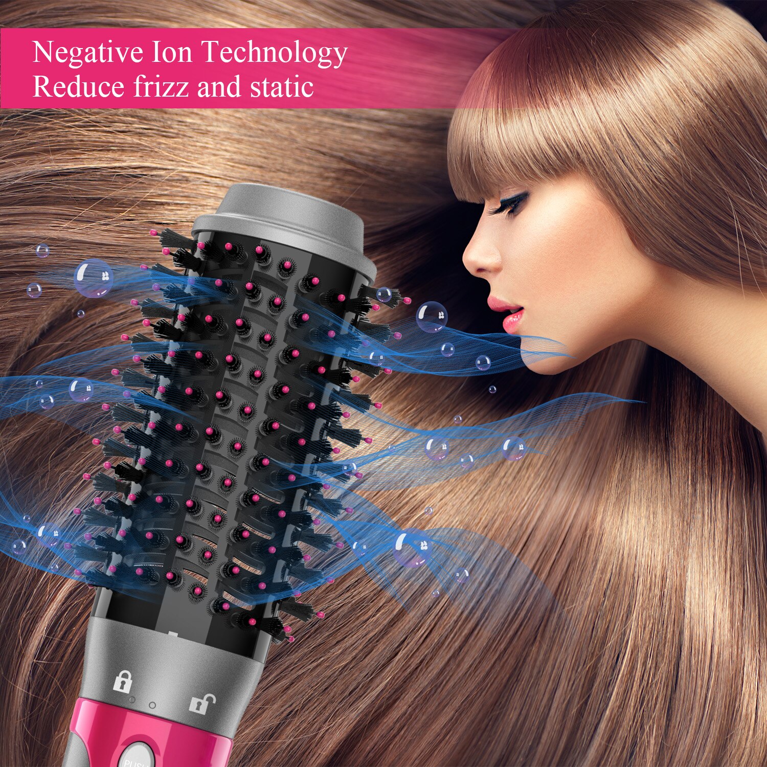 une étape sèche-cheveux brosse Styler et Volumizer Ion négatif Air brosse bigoudi lisseur Styler pour tous les Types de cheveux