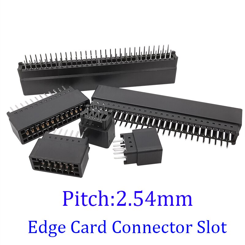 2Pcs 2.54 mm Pitch Edge Card Connector Slot PCB Gold Finger Socket Through Hole 8/10/12/16/18/20/28/30/36/40/50/60/72/80/98 Pin