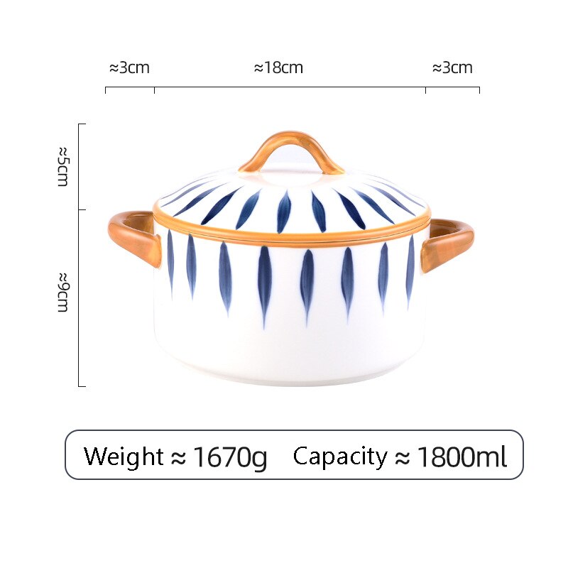 Onderglazuur Keramische Dubbele Oren Grote Soepkom Met Deksel Thuis Nordic Creatieve Japanse Grote Kom Noodle Kom Instant Noodle Kom: A