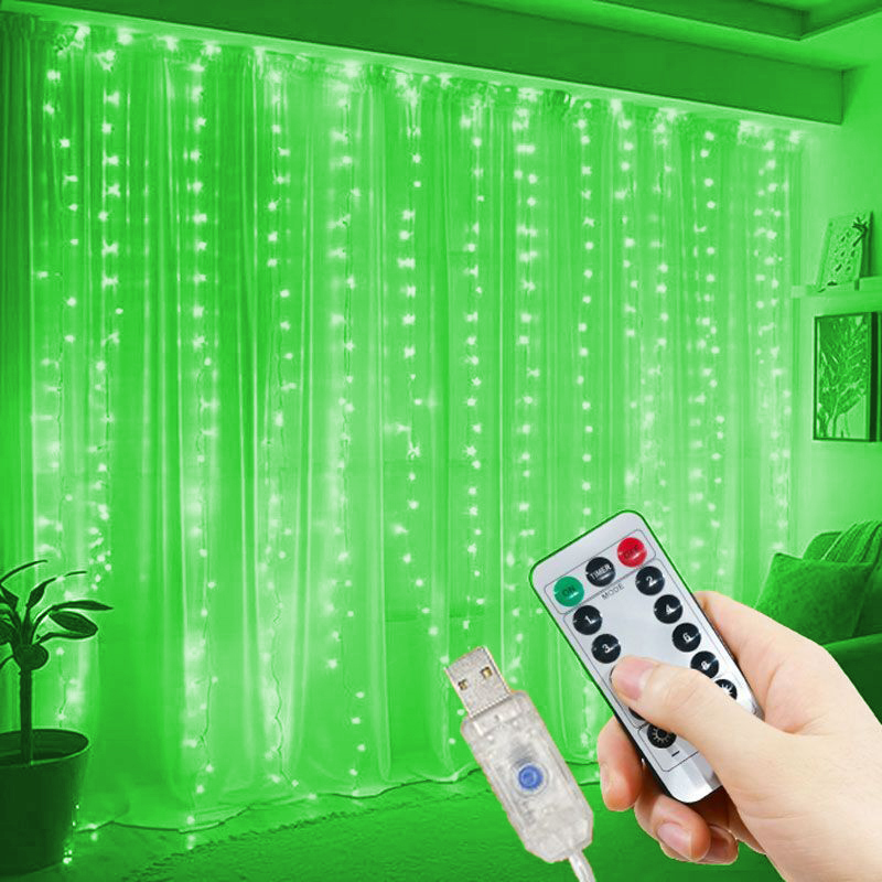 6x3M/3x3m Curtain Garland on The Window USB Power Fairy Lights Festoon with Remote Year Garland Led Lights Christmas Decor