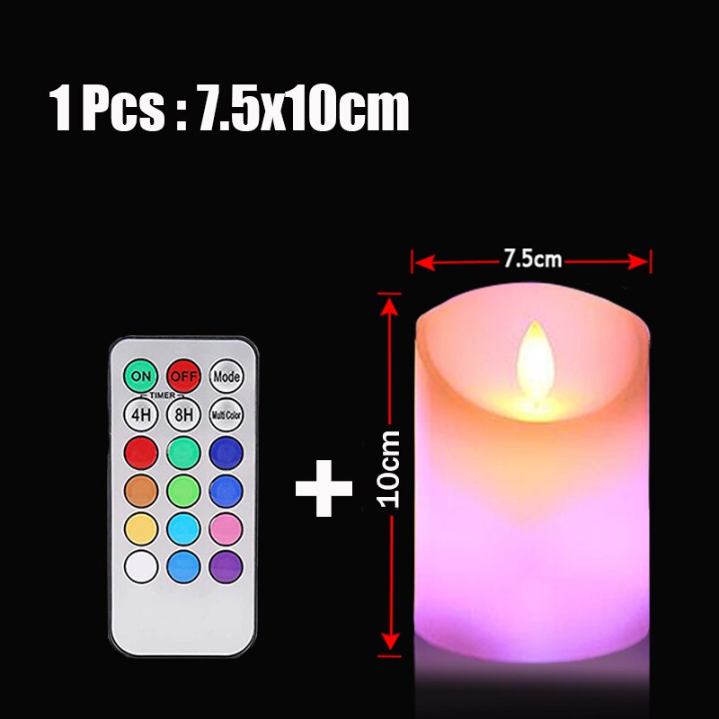 Remote Control LED Candle Lights with Timer Flameless RGB Candle Night Light Tea Lights for Home Wedding Christmas Decoration: 7.5x10cm