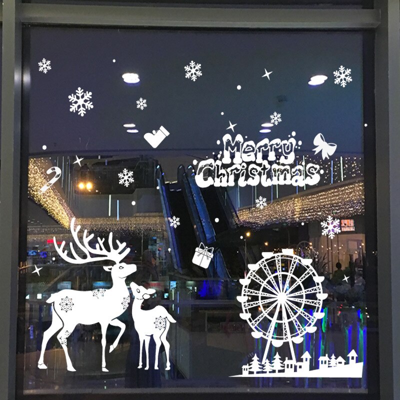 Glædelig jul vinduesglasklistermærker gør-det-selv-aftagelige wallsticker julemand snemand jul julefest indretning til hjemmebutik: Tl15
