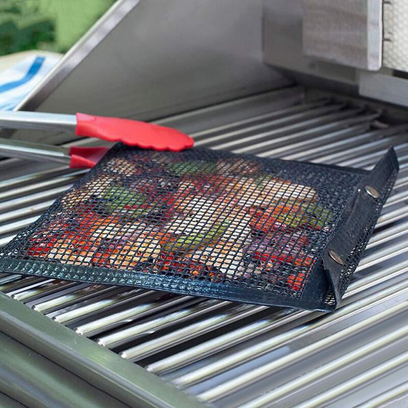 Bolsa de malla antiadherente para barbacoa, herramienta de parrilla, reutilizable, fácil de limpiar, red para barbacoa al aire libre, Picnic, utensilios de cocina