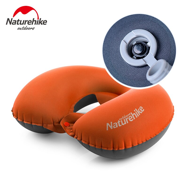 Naturehike Nekkussen Opblaasbare Reizen Kussens Compacte Draagbare Hoofd En Nek Ondersteuning Air Kussens U Vorm Hoofdsteun Kussen: orange