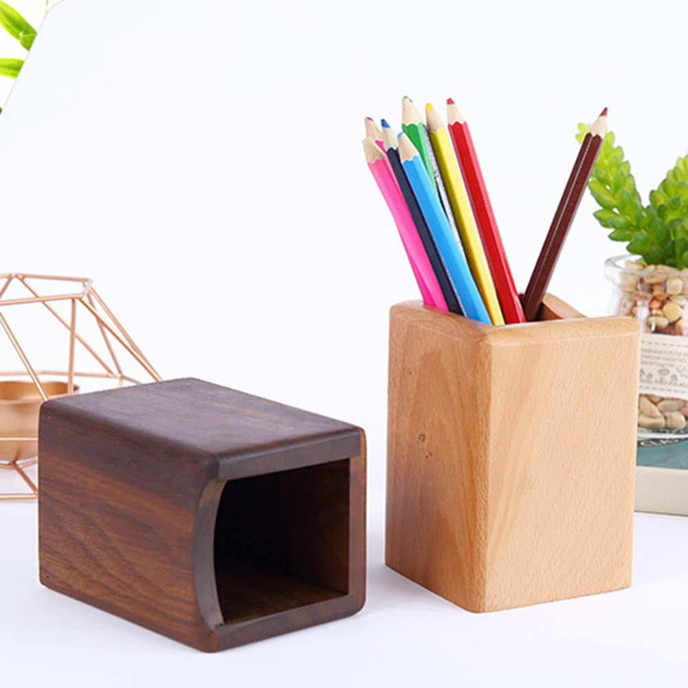 Multi-function Wooden Pen Holder Desk Organizer Makeup Brushes Tools Cup Holder office School Desktop Storage Case Box