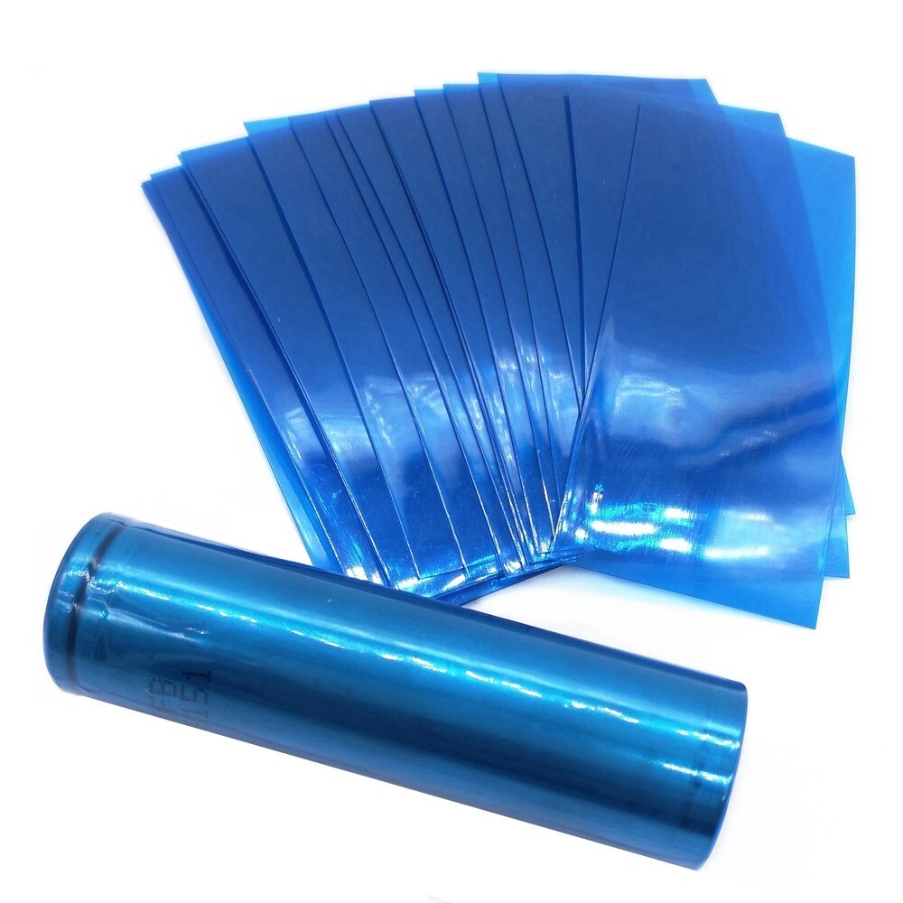 100Pcs/Pack 21700/20700 Battery Sticker A-touch Colorful 18650 Battery Wrap Protective Skin Sleeve PVC Heat Shrinkable Tubing: Clear Blue-100pcs