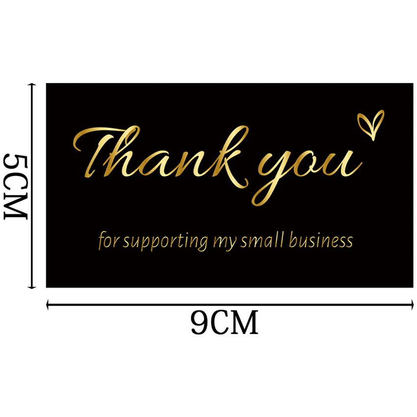 50/500pcs Black Gold Foil Thank You Cards for Supporting My Small Business Thanks Greeting Cards for Retail Store Handmade